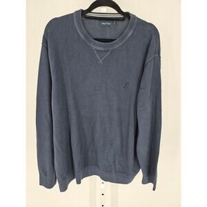 Nautica Mens Sz XXL Crew Neck Cotton Sweatshirt Sweater Dark Blue